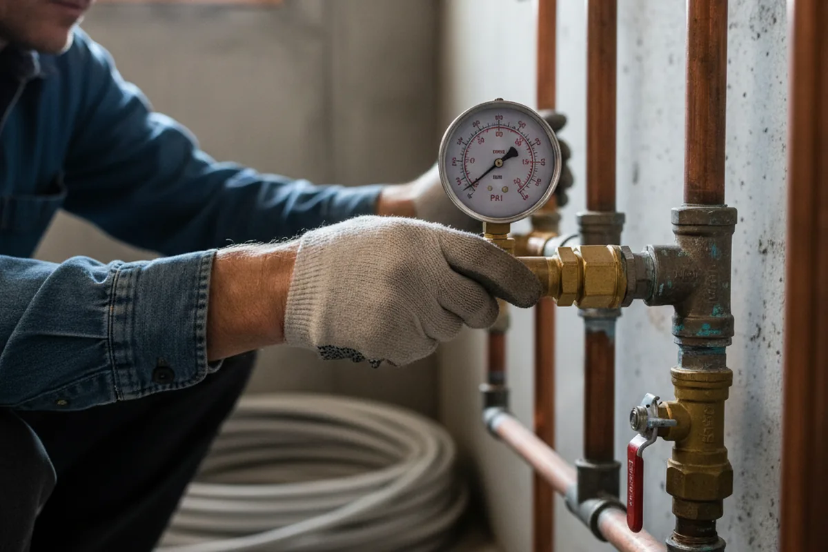 Pressure testing a repaired line during Water Line Repair in Earlimart
